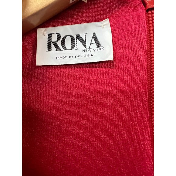 Rona New York Vintage Evening Long Floor Cocktail Formal Flowing Red Dress - Picture 9 of 12